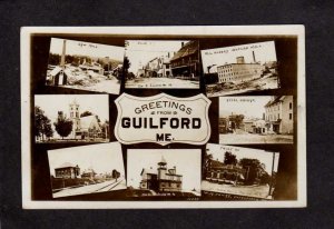 ME Greetings From Guilford Maine Real Photo RP RPPC Postcard Hussey Woolen Mill