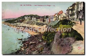 Old Postcard Le Portel The Cliffs and the Beach