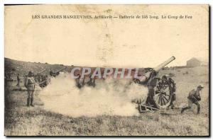 Old Postcard The Army maneuvers Artillery 155 Battery The long shot