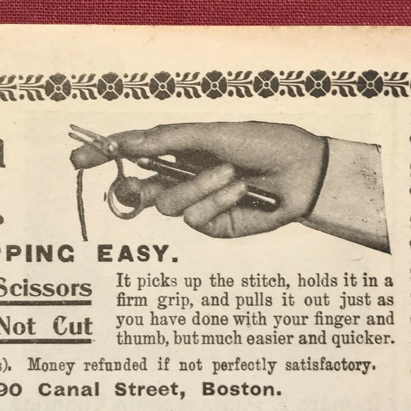 Victorian 1899 Print Ad Stitch Ripper A.E. DeMerritt Co. Canal Street, Boston 