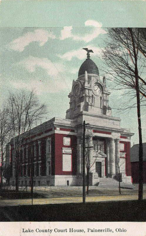 Lake County Court House, Painesville, Ohio, Early Postcard, Used in 1909