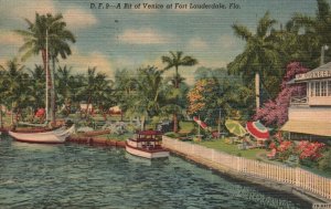 Vintage Postcard 1952 A Bit Of Venice Tourist Attraction Fort Lauderdale Florida