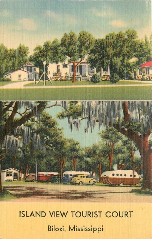 Postcard 1940s Mississippi Biloxi Island View Tourist Court MWM Linen MS24-1920