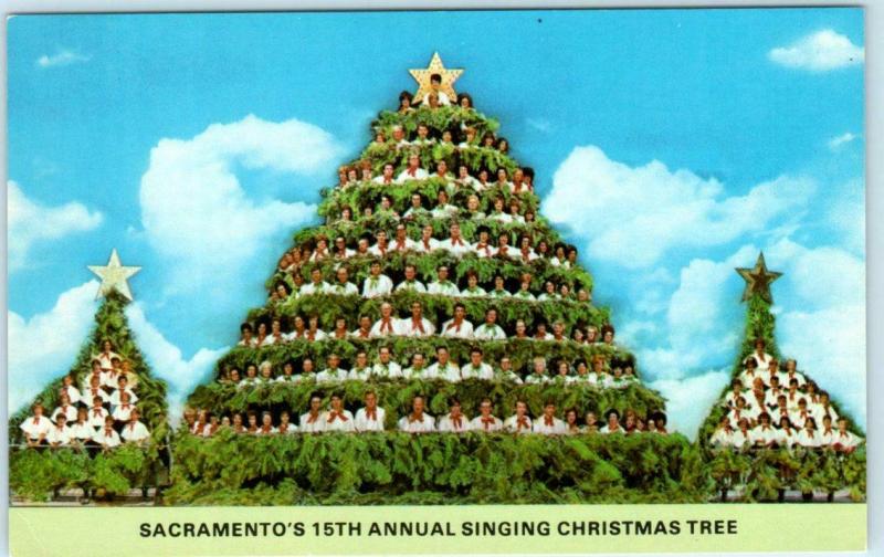 SACRAMENTO, California CA  Bethel Temple SINGING CHRISTMAS TREE 1971  Postcard