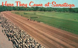 Vintage Postcard Saratoga Race Track Thrilling Finish Saratoga Springs New York