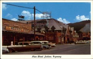 Jackson WY Street Scene Cars Stores Postcard #3