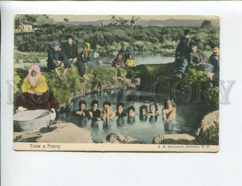 3173935 NEW ZEALAND ROTORUA native children Vintage postcard