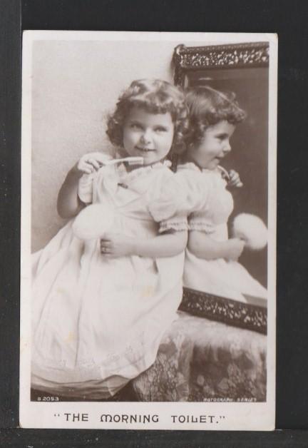 The Morning Toilet,Girl Brushing Teeth Postcard 