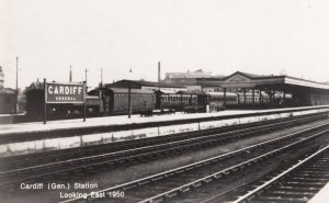 Cardiff Station in 1950 Vintage Real Photo Postcard