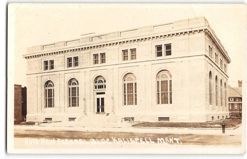 Montana RPPC KALISPELL New Federal Building Post Office Vintage Postcard 1910s