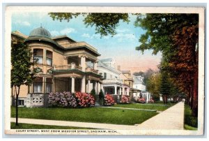 1916 Court Street West Webster Street Saginaw Michigan Antique Vintage Postcard 