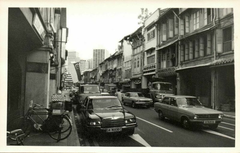 singapore, Unknown Street Scene, Car Bike (1960s) Real Photo