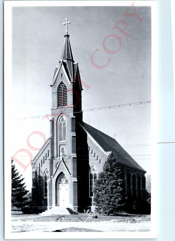 c1950s Nashua, IA RPPC St. Michael's Catholic Church Beautiful Brick Bldg. A110