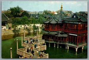 Postcard Shanghai China c1970s The Nine Bend Bridge at Chinese Garden