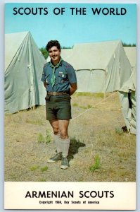 c1968 Armenian Scouts Of The World Boy Scouts Of America White Tents Postcard