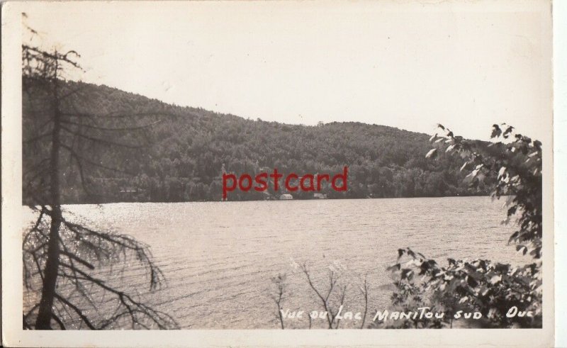1954 CANADA Vue du Lac Manitou Sud Quebec RPPC 
