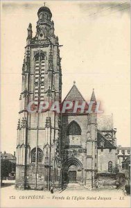 Old Postcard Compiegne Facade of the Church of Saint Jacques