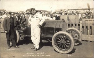 Aviator BARNEY OLDFIELD LINCOLN BEACHEY Auto Racing Race Car Real Photo Postcard