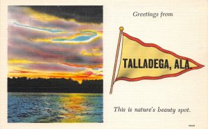 G74/ Talladega Alabama Pennant Linen Postcard Greetings from