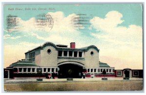 1913 Bath House Belle Isle Building Road Street Detroit Michigan Posted Postcard