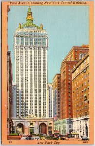 VINTAGE POSTCARD PARK AVENUE NEW YORK CITY STREET SCENE c. 1940