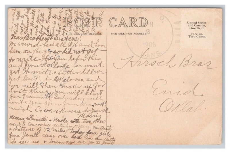 Formosa Kansas McCoy & Fink Building Postcard c1908 Postmark