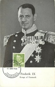Vintage Postcard; Frederik IX King of Denmark, CTO or Commemorative Cancel 1948