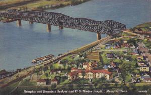 Tennessee Memphis Harrahan and Memphis Bridges and U S Marine Hospital Curteich