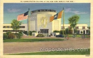 Administration Building New York 1939 Worlds Fair, Exposition, Unused 