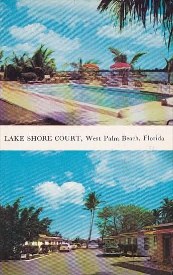 Florida West Palm Beach Lake Shore Court With Pool 1958