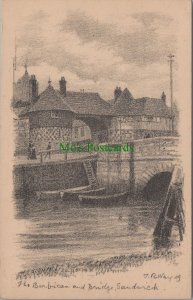 Kent Postcard - Sandwich, The Barbican and Bridge, Pastel Postcard  RS33298