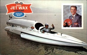 Speed Boat Racing Prestone Jet Wax Hustler Ad Advertising Vintage Postcard