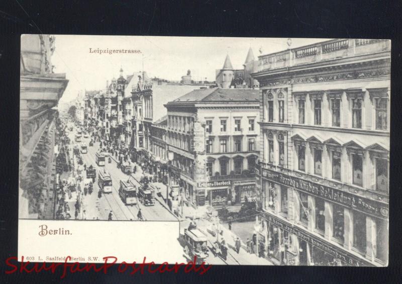 BERLIN GERMANY LEIPZIGERSTRASSE DOWNTOWN STREET SCENE ANTIQUE VINTAGE POSTCARD