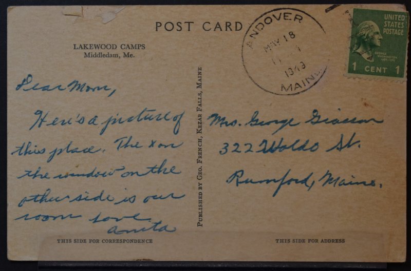 Middledam, ME - Lakewood Camps - 1949