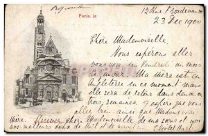 Old Postcard Paris Church of St Etienne du Mont