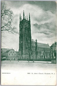 1909 Saint John's Church Elizabeth New Jersey NJ Parish Building Posted Postcard