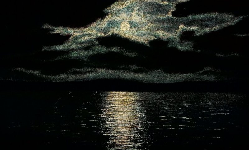 c1930 WATKINS GLEN NEW YORK MOONLIGHT ON SENECA LAKE UNPOSTED POSTCARD 25-48