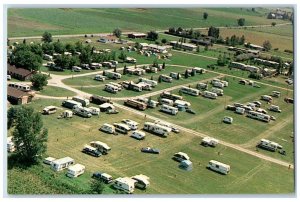 c1960 Birds Eye View Circle R Campground Classic Cars Oshkosh Wisconsin Postcard