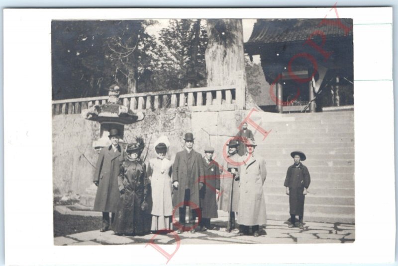 x2 c1900s Japan Tourists RPPC London Bedford Hotel Guests Real Photo Cards A138