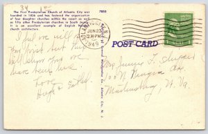 1949 First Presbyterian Church Of Atlantic City New Jersey NJ Posted Postcard