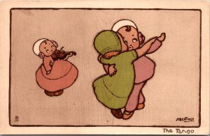 Tucks 3556 Kiddie Sketches VI The Tango Children Dancing Vintage Postcard T65