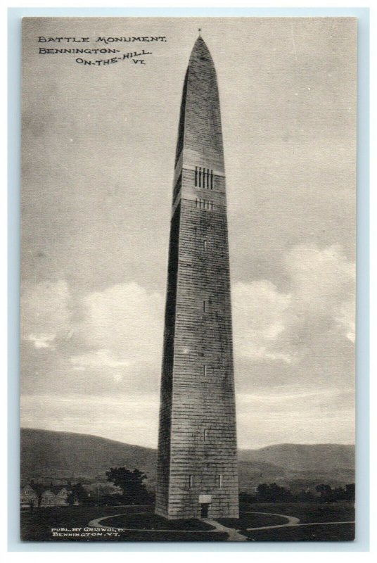 1912 Battle Monument Scene, Bennington, Vermont VT Antique Postcard  