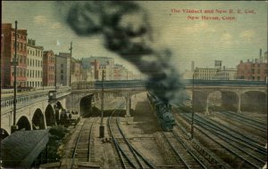 New Haven CT RR Cut Viaduct c1910 Postcard
