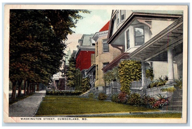 Cumberland Maryland MD Postcard Washington Street Exterior c1940 Vintage Antique