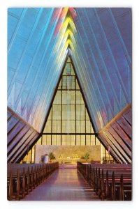 Cadet Chapel Interior US Air Force Academy Colorado Springs Chrome Postcard P2