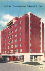 ANDERSON, SC South Carolina  THE  WILMARY APARTMENTS    c1940's Linen Postcard