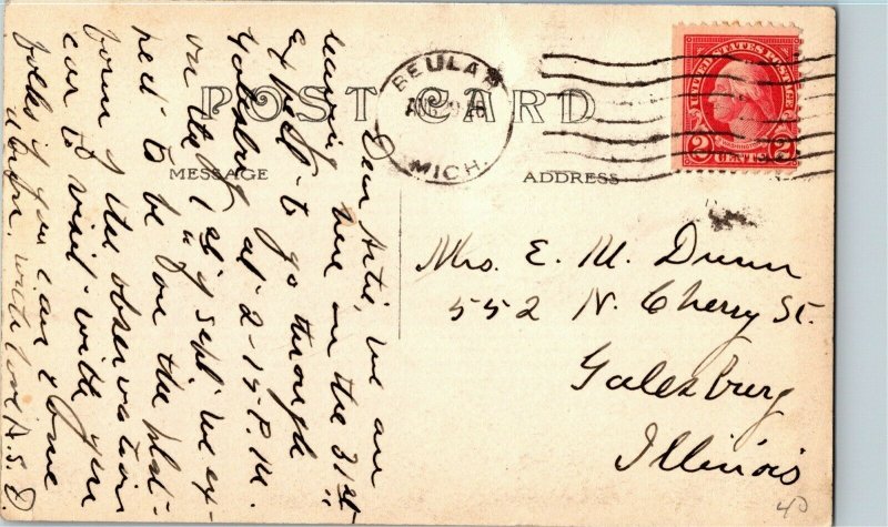 RPPC Scenic River View, Beulah MI c1918 Vintage Postcard S32