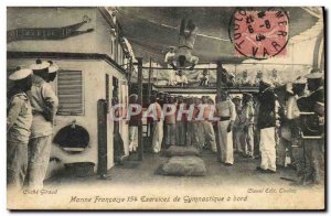 Old Postcard Boat War Sailors 154 gymnastic exercises on board