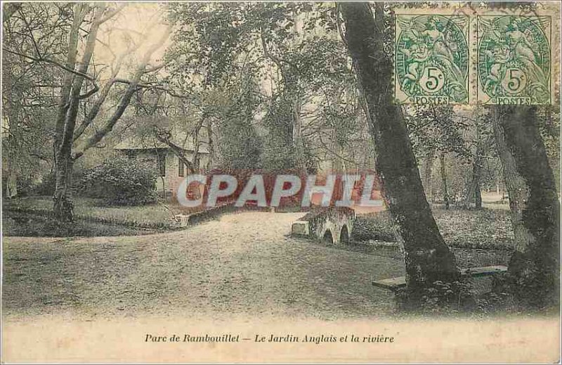 Old Postcard Rambouillet Park English garden and rivere