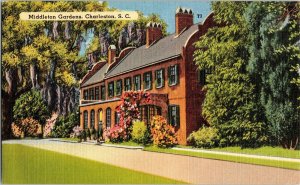 Middleton Gardens Charleston South Carolina Vintage Linen Postcard Cancel Hwy 61